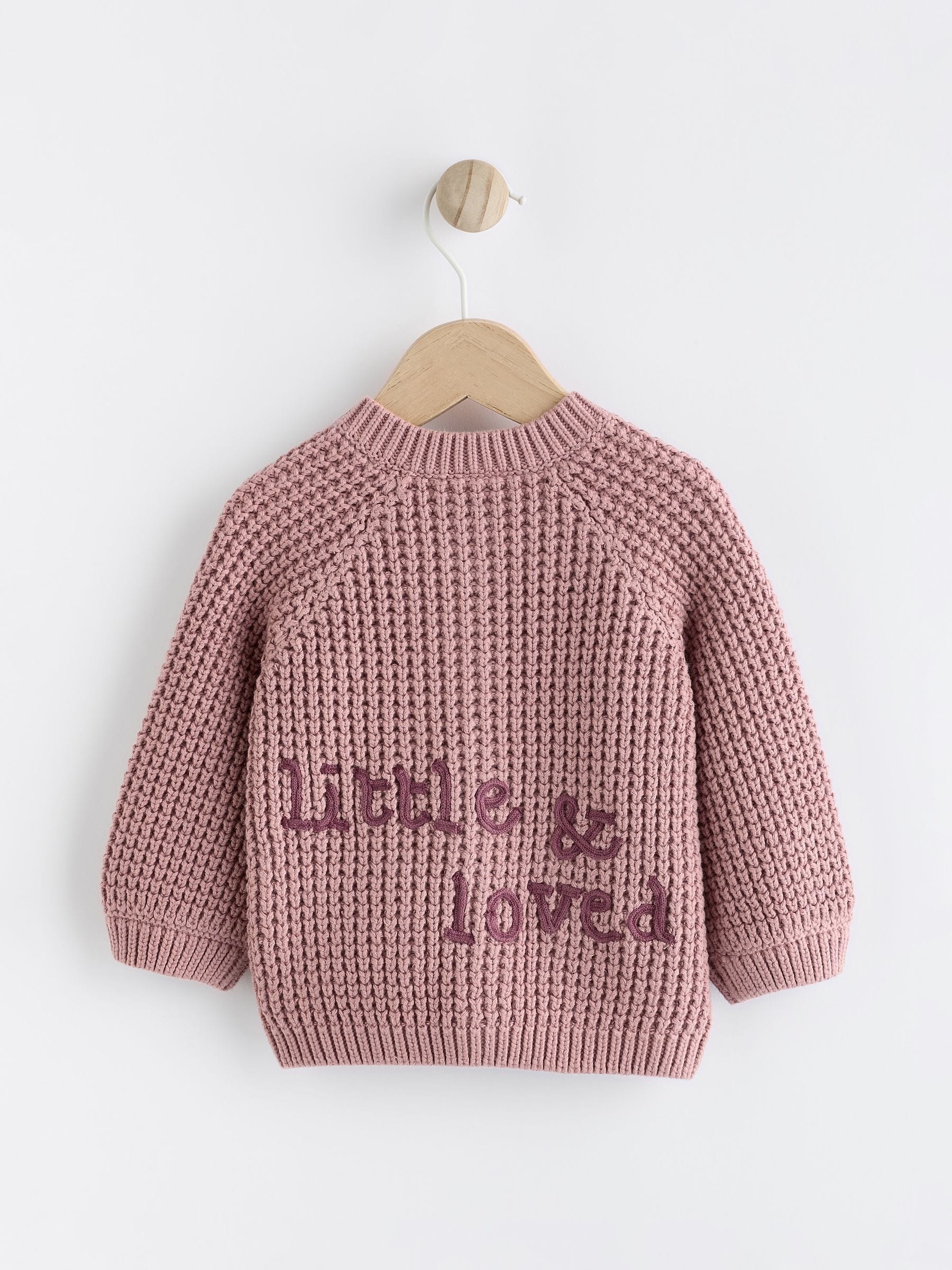 Dsiney Kidz - Pink Back Slogan Embroidered Baby Knitted Cardigan (0mths-2yrs) image 5