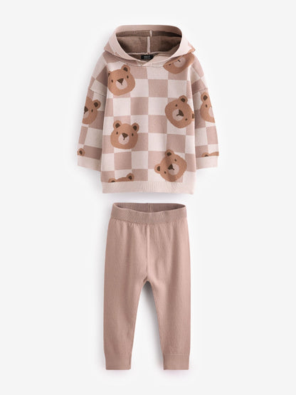 Neutral Bears Knitted Hoodie and Leggings Set (3mths-7yrs)