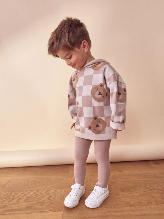 Neutral Bears Knitted Hoodie and Leggings Set (3mths-7yrs) image 1