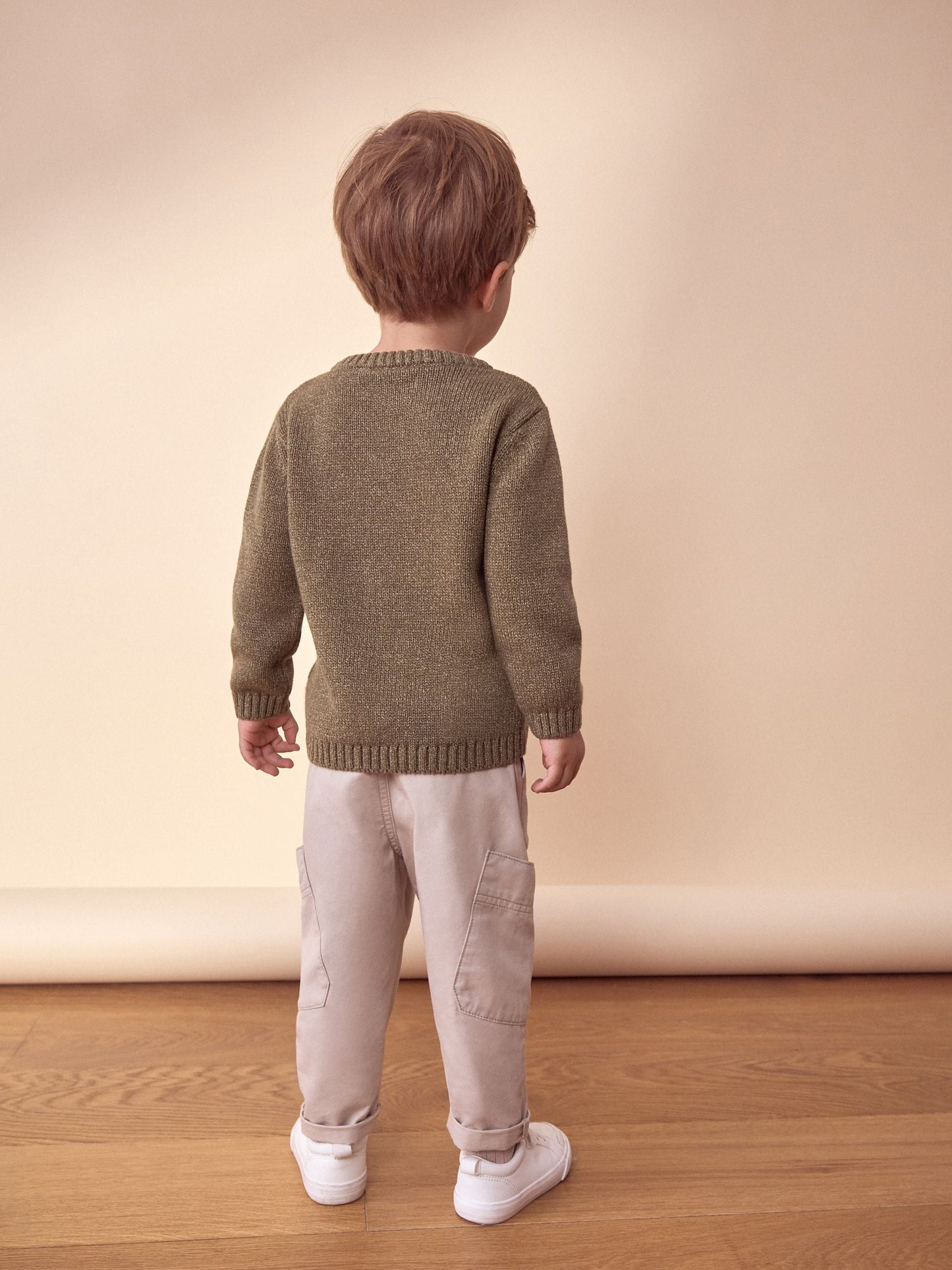 Khaki Green Safari Animals Crew Neck Knitted 100% Cotton Jumper (3mths-7yrs)