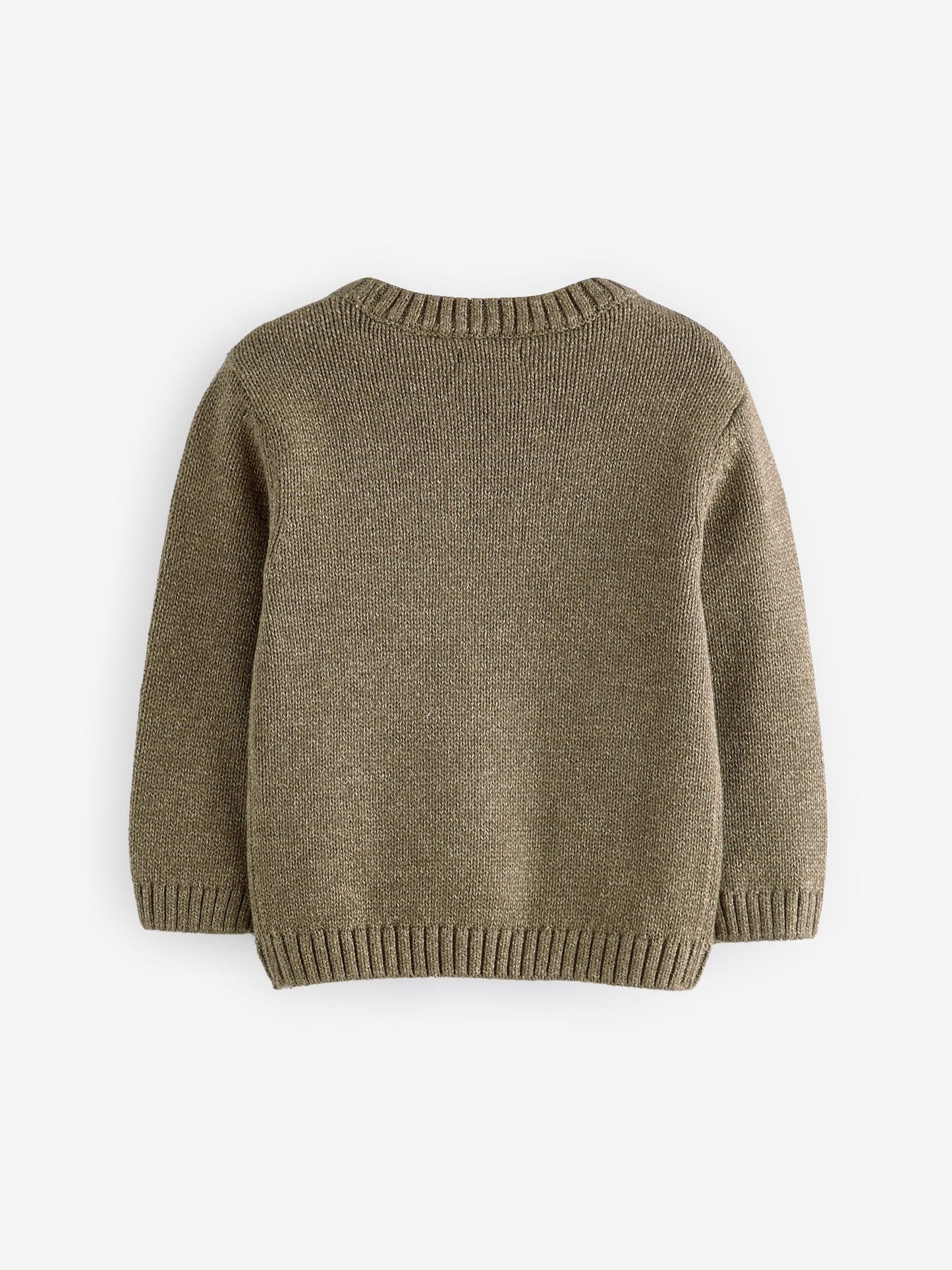 Khaki Green Safari Animals Crew Neck Knitted 100% Cotton Jumper (3mths-7yrs)