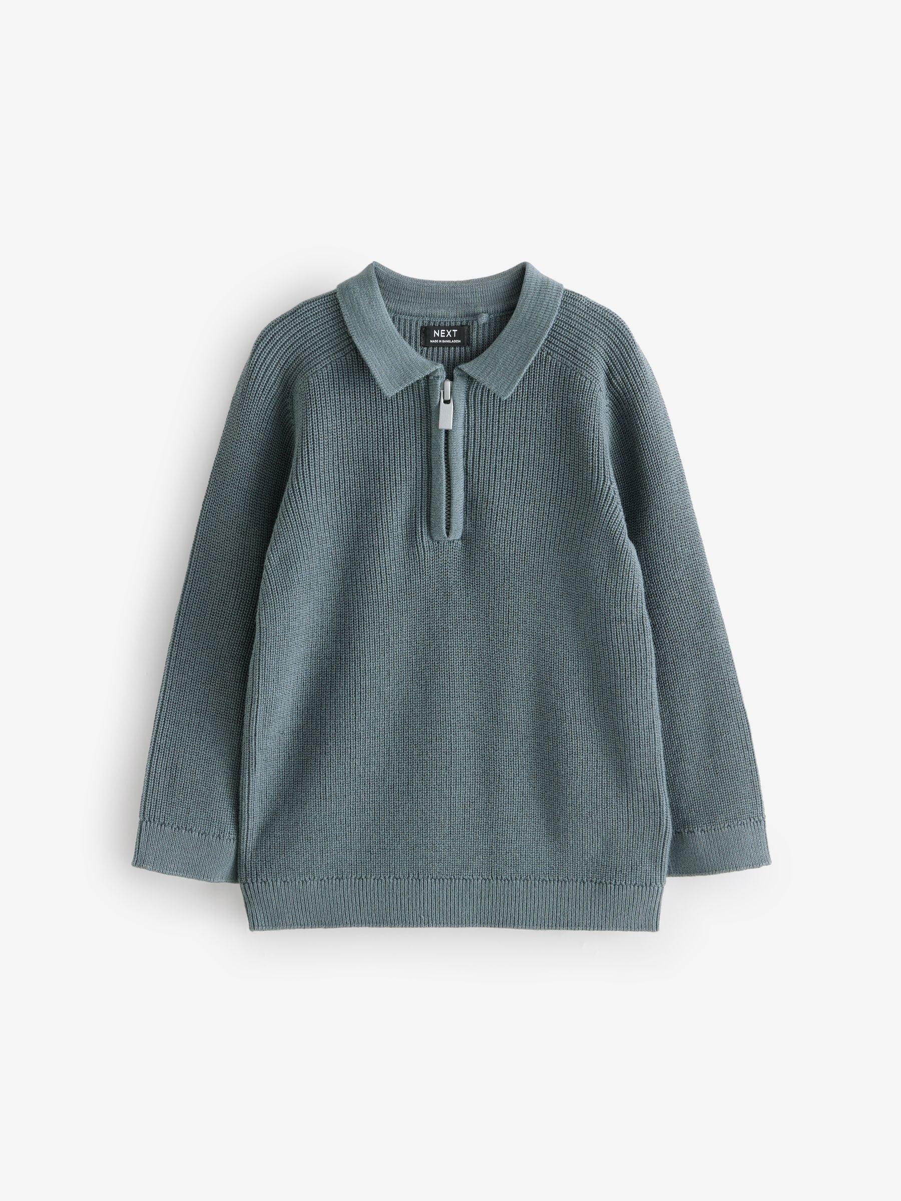 Dsiney Kidz - Teal Blue Long Sleeve Quarter Zip Knitted Polo Shirt (3mths-7yrs) image 4