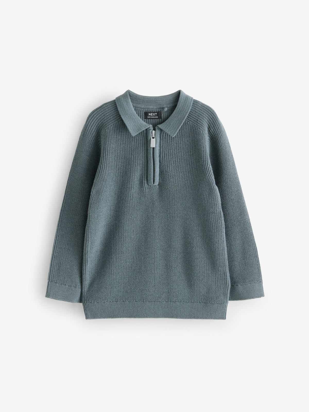 Dsiney Kidz - Teal Blue Long Sleeve Quarter Zip Knitted Polo Shirt (3mths-7yrs) image 4