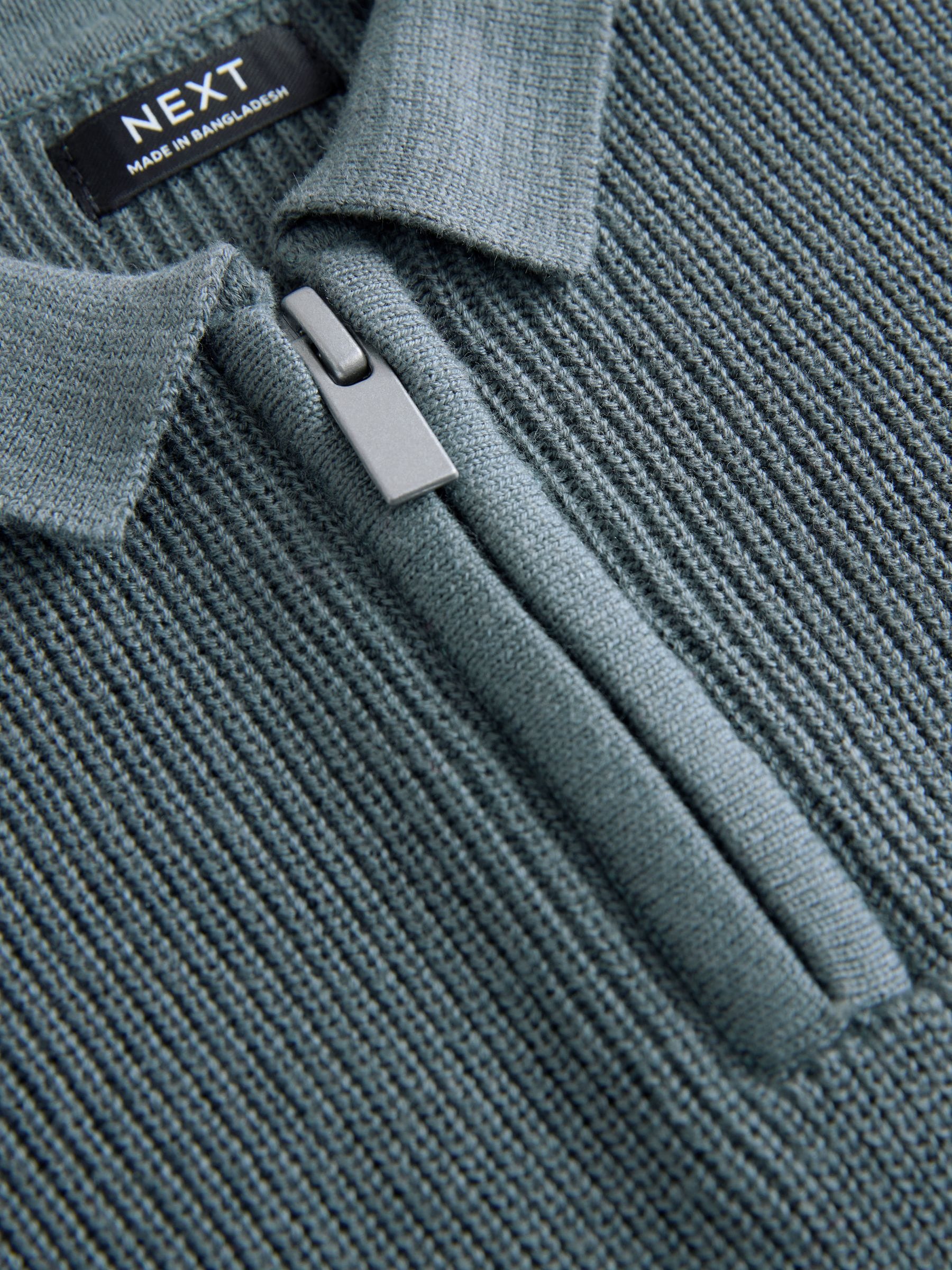 Dsiney Kidz - Teal Blue Long Sleeve Quarter Zip Knitted Polo Shirt (3mths-7yrs) image 6