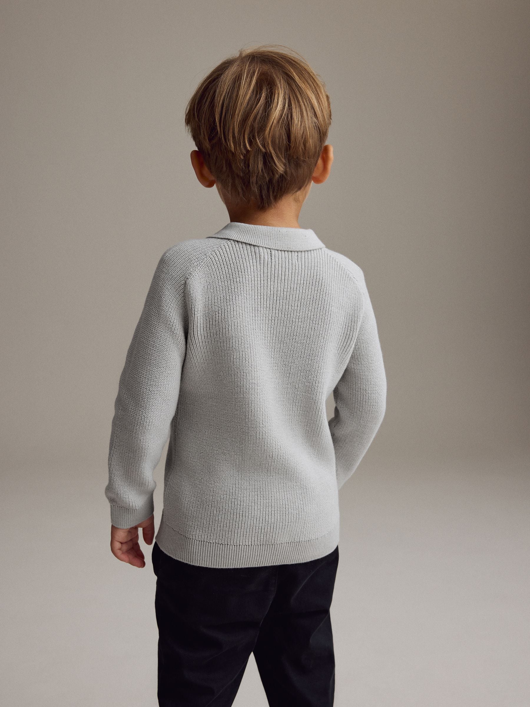 Dsiney Kidz - Light Grey Long Sleeve Quarter Zip Knitted Polo Shirt (3mths-7yrs) image 2