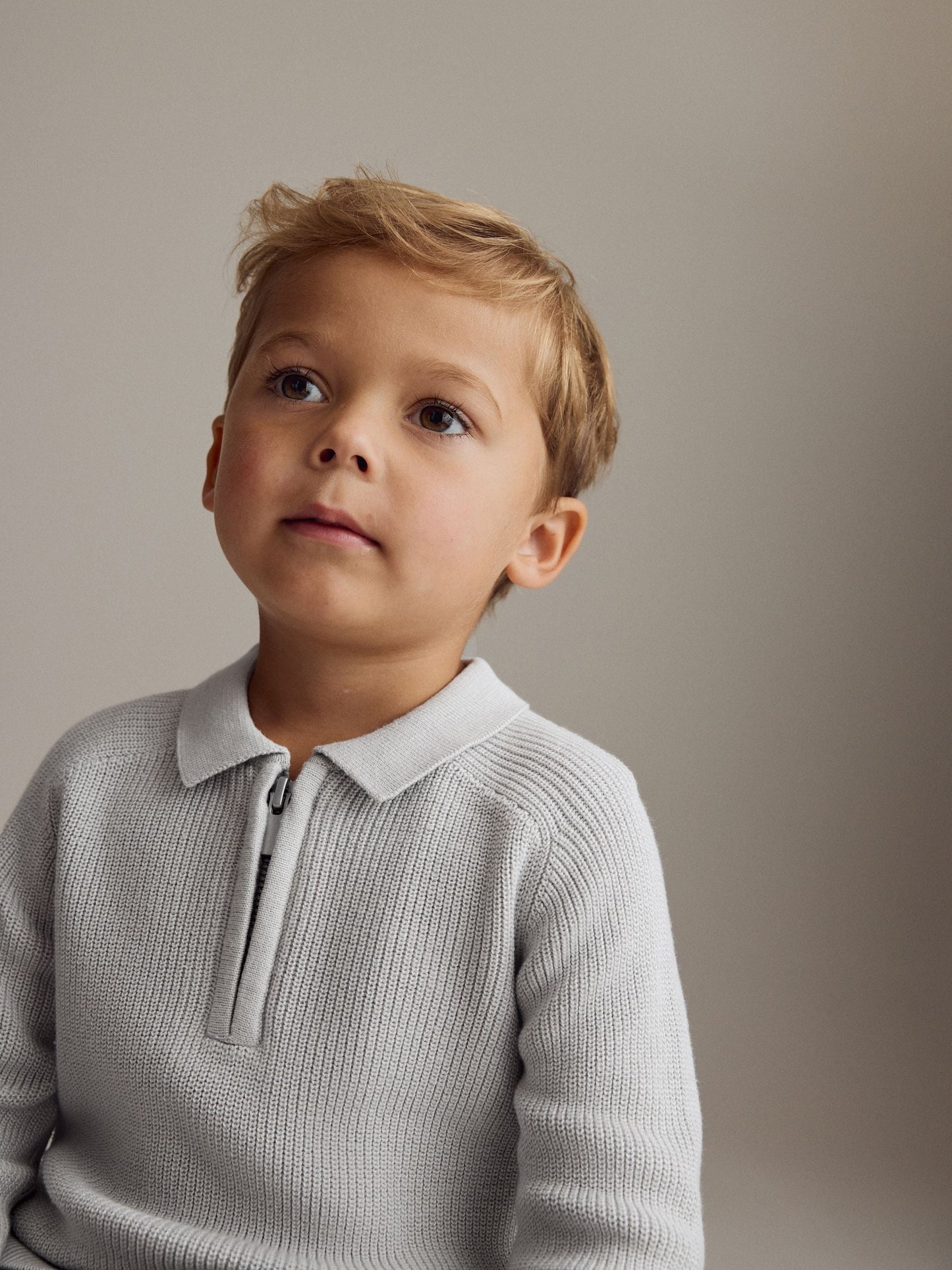 Dsiney Kidz - Light Grey Long Sleeve Quarter Zip Knitted Polo Shirt (3mths-7yrs) image 4