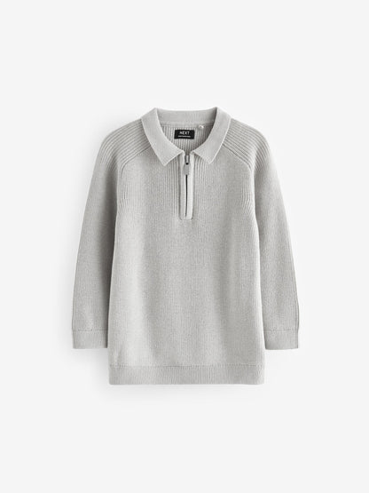 Dsiney Kidz - Light Grey Long Sleeve Quarter Zip Knitted Polo Shirt (3mths-7yrs) image 5