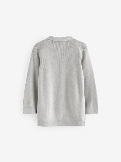 Dsiney Kidz - Light Grey Long Sleeve Quarter Zip Knitted Polo Shirt (3mths-7yrs) image 6