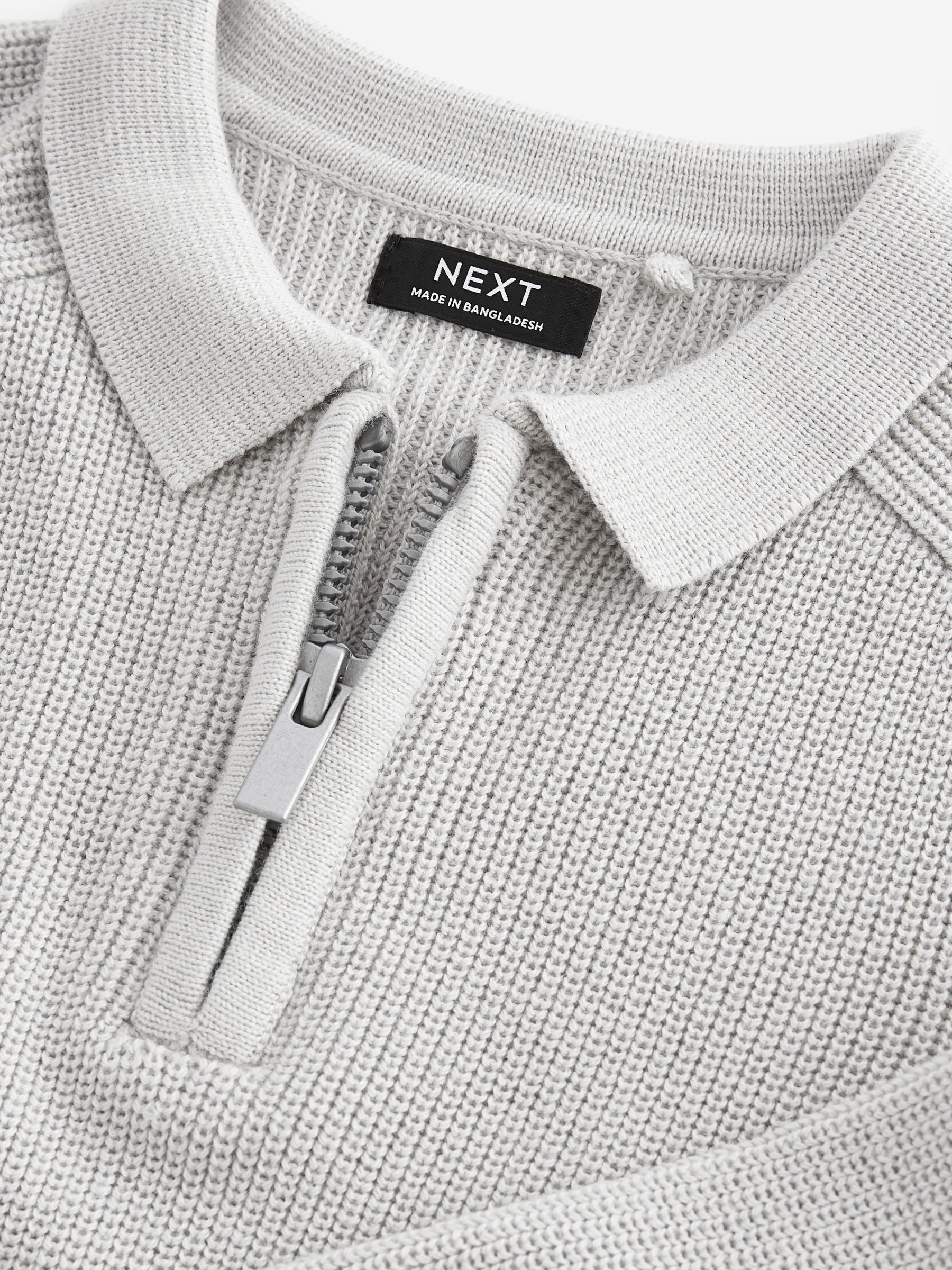 Dsiney Kidz - Light Grey Long Sleeve Quarter Zip Knitted Polo Shirt (3mths-7yrs) image 7