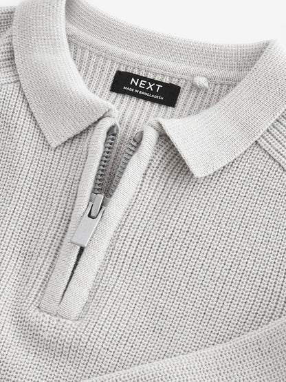 Dsiney Kidz - Light Grey Long Sleeve Quarter Zip Knitted Polo Shirt (3mths-7yrs) image 7