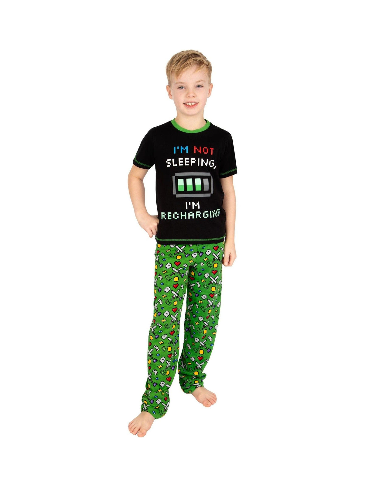 Harry Bear Green Gaming Glow In The Dark 100% Cotton Pyjamas - image 3