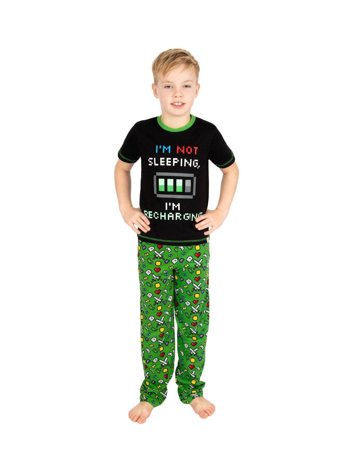 Harry Bear Green Gaming Glow In The Dark 100% Cotton Pyjamas - image 4