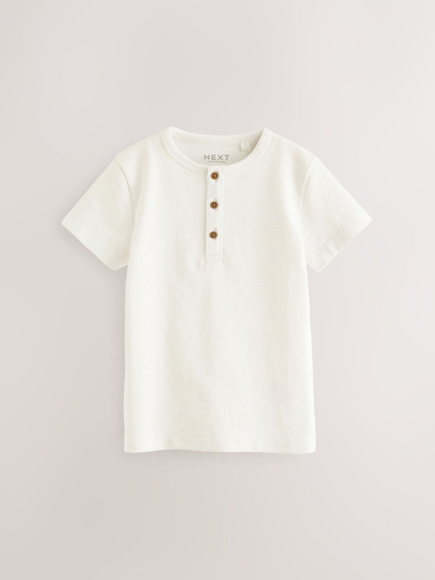 White Short Sleeve Henley Neck T-Shirt (3mths-7yrs) image 3