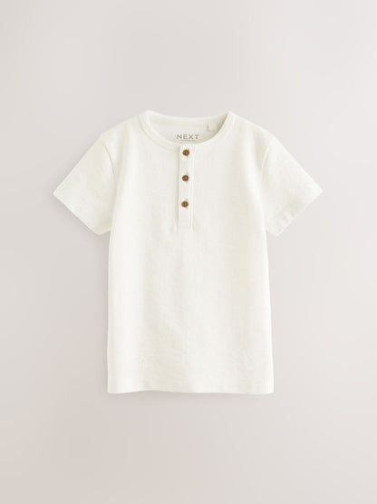 White Short Sleeve Henley Neck T-Shirt (3mths-7yrs) image 3