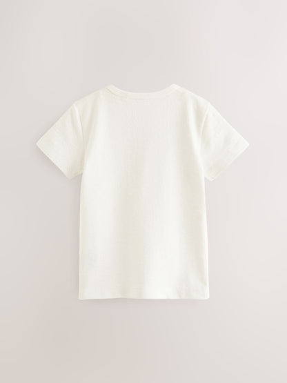 White Short Sleeve Henley Neck T-Shirt (3mths-7yrs) image 4