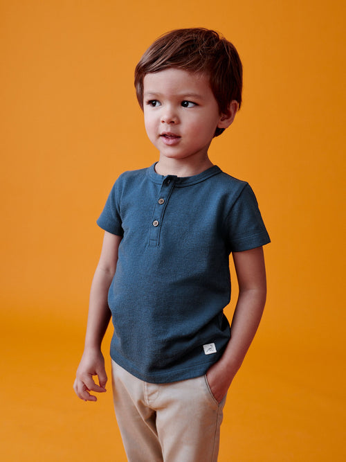 Blue Short Sleeve Henley Neck T-Shirt (3mths-7yrs) image 1