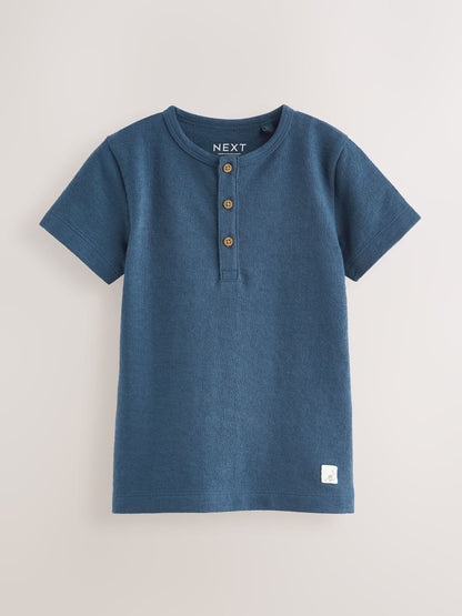 Blue Short Sleeve Henley Neck T-Shirt (3mths-7yrs) image 5