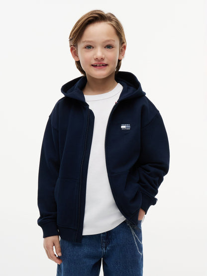 Dsiney Kidz - Tommy Hilfiger Navy Blue Tonal Flag Logo Terry Zip-Thru Hoodie image 1