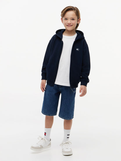 Dsiney Kidz - Tommy Hilfiger Navy Blue Tonal Flag Logo Terry Zip-Thru Hoodie image 3