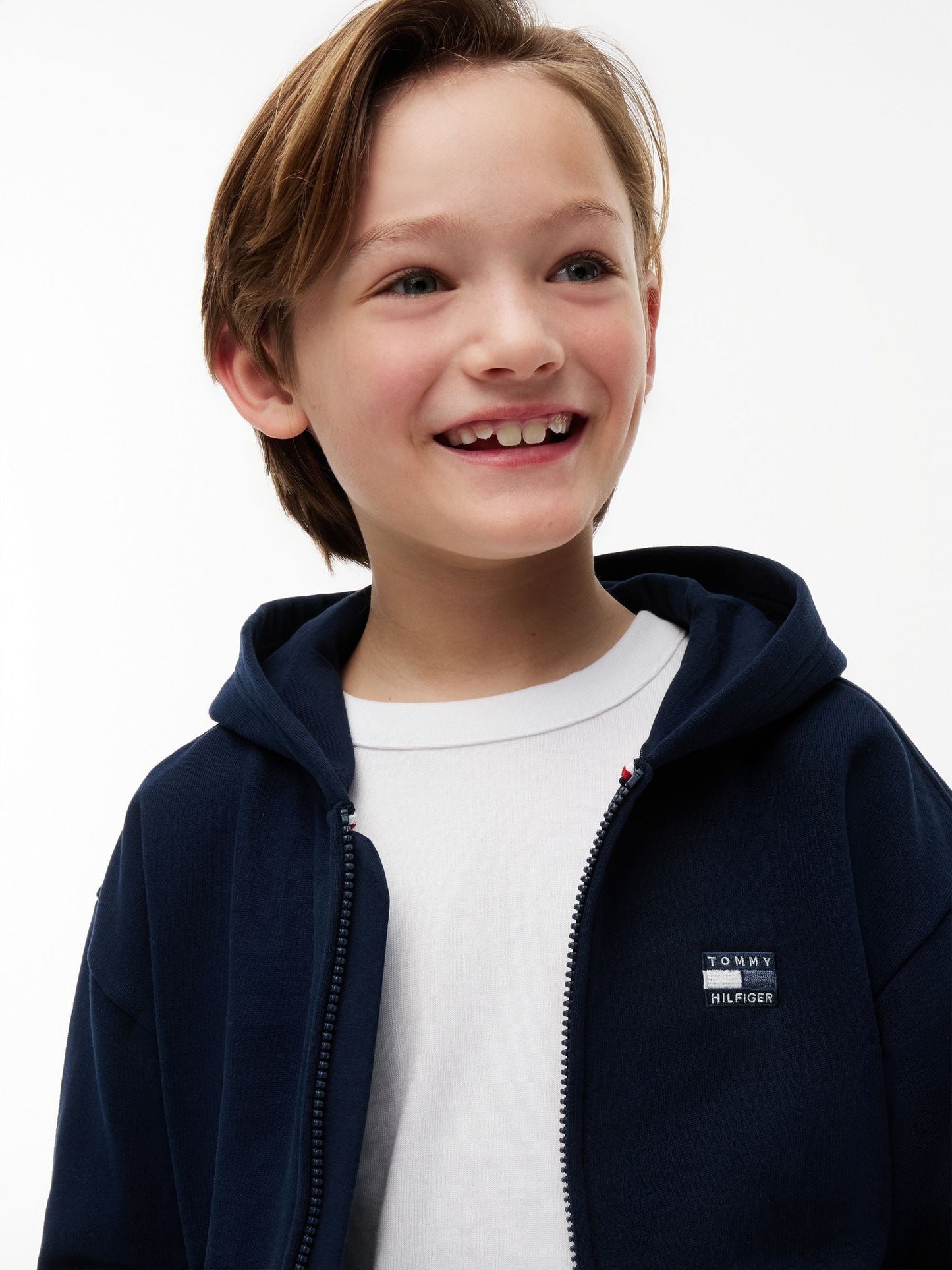 Dsiney Kidz - Tommy Hilfiger Navy Blue Tonal Flag Logo Terry Zip-Thru Hoodie image 4