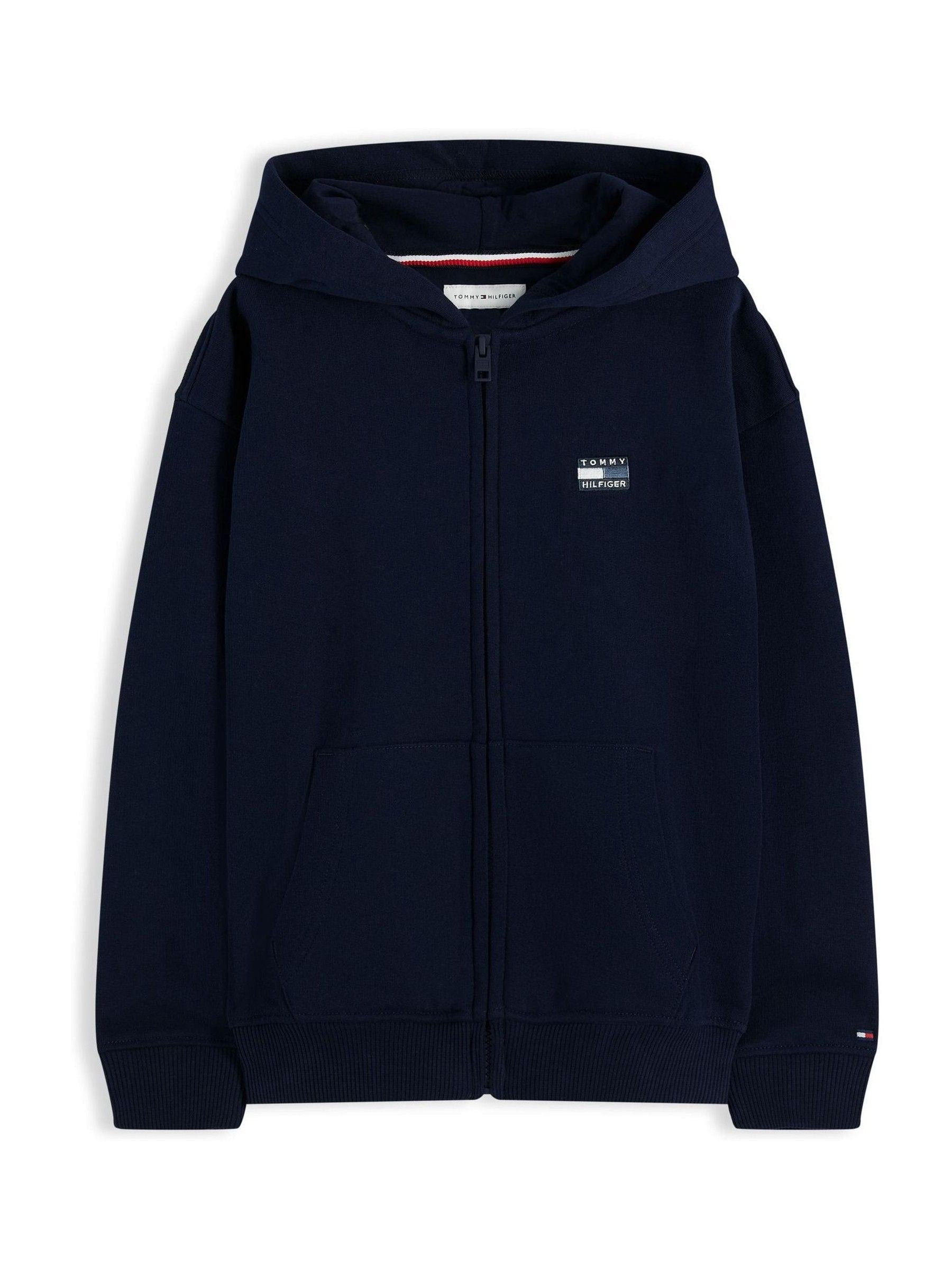 Dsiney Kidz - Tommy Hilfiger Navy Blue Tonal Flag Logo Terry Zip-Thru Hoodie image 5