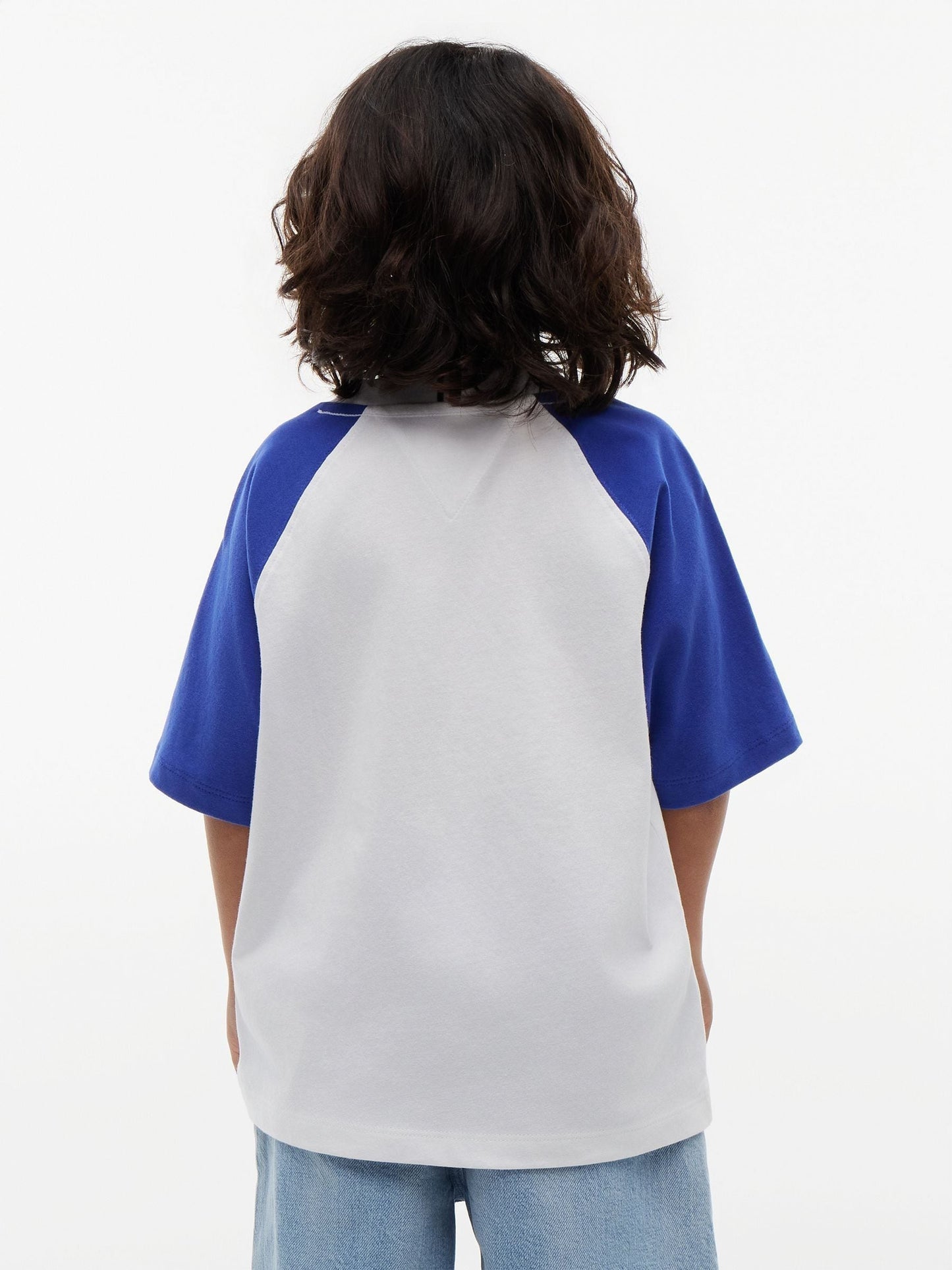 Tommy Hilfiger Blue Logo Colour-Blocked Raglan Sleeve T-Shirt image 2