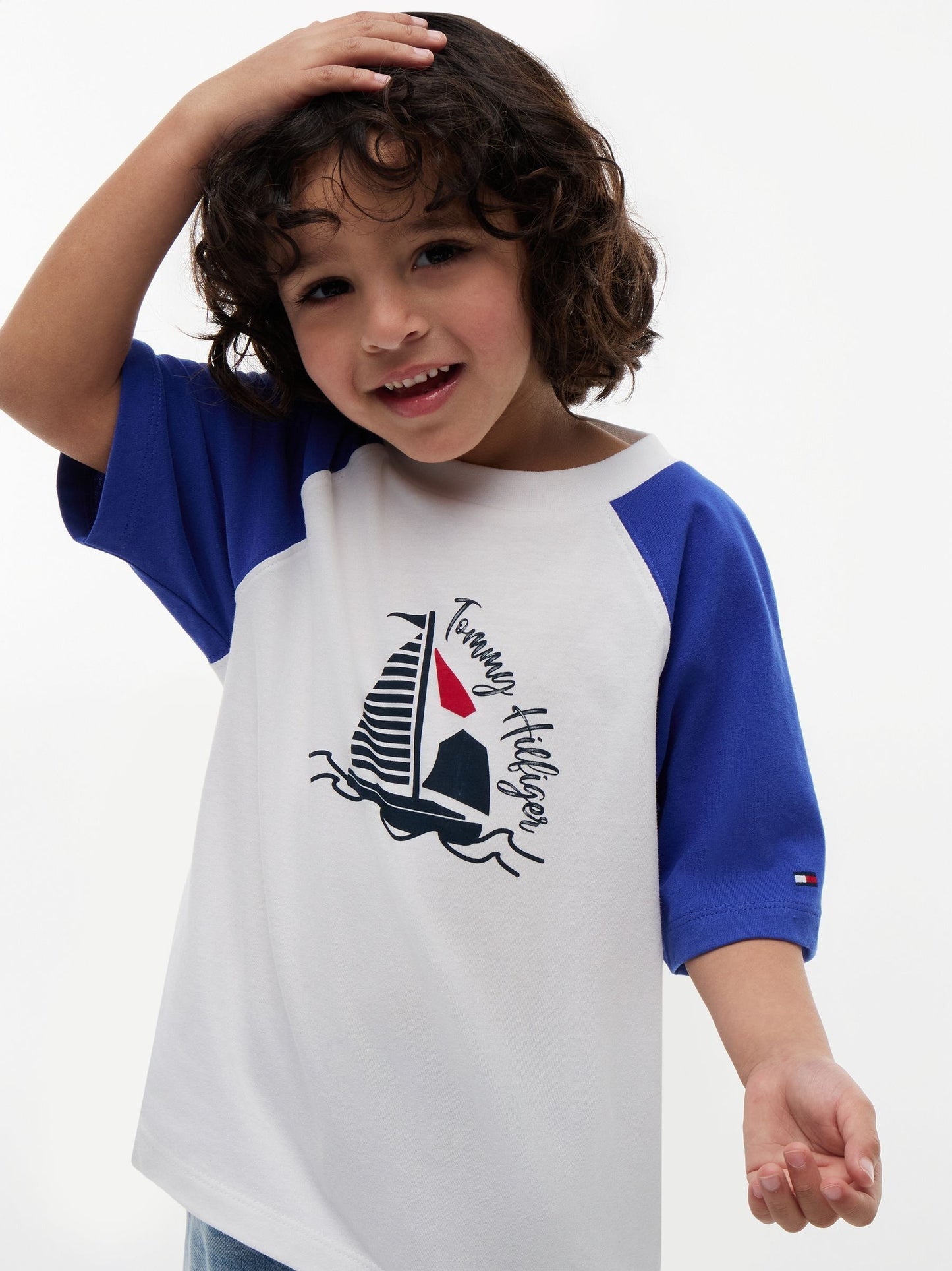 Tommy Hilfiger Blue Logo Colour-Blocked Raglan Sleeve T-Shirt image 4