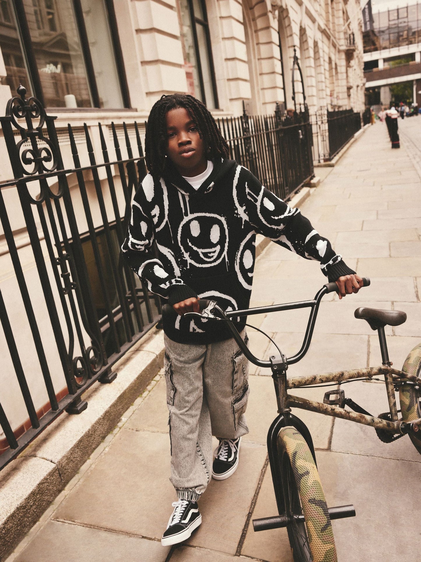 Faces Black Long Sleeve Knitted 100% Cotton Hoodie (3-16yrs)