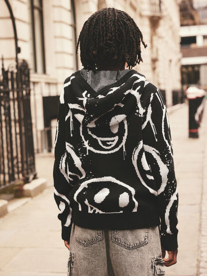 Faces Black Long Sleeve Knitted 100% Cotton Hoodie (3-16yrs)