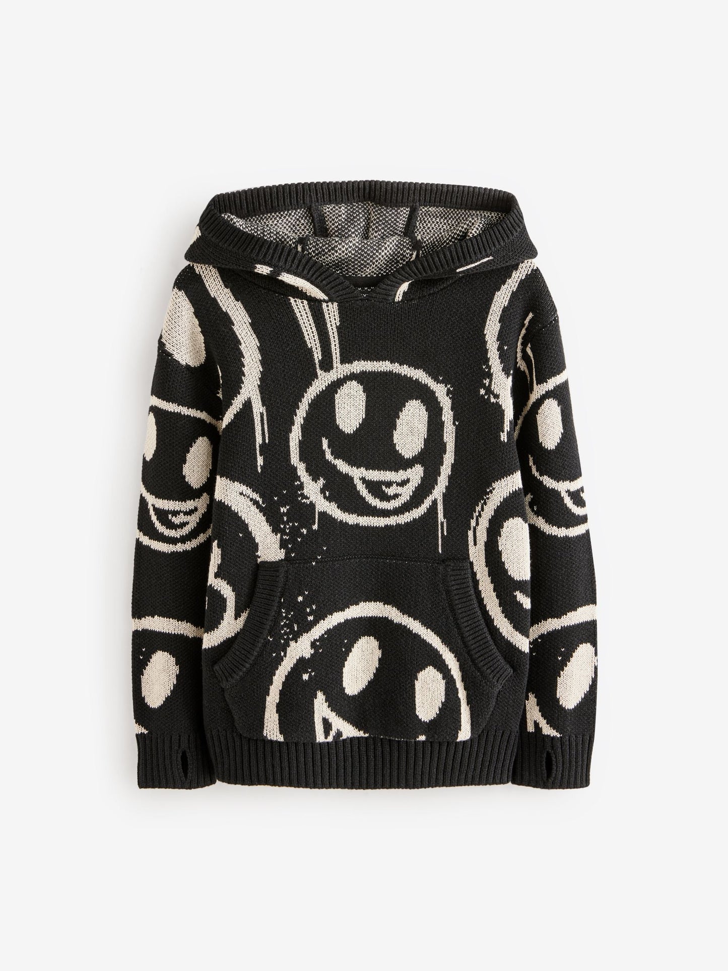 Faces Black Long Sleeve Knitted 100% Cotton Hoodie (3-16yrs)