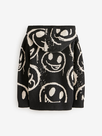Faces Black Long Sleeve Knitted 100% Cotton Hoodie (3-16yrs)
