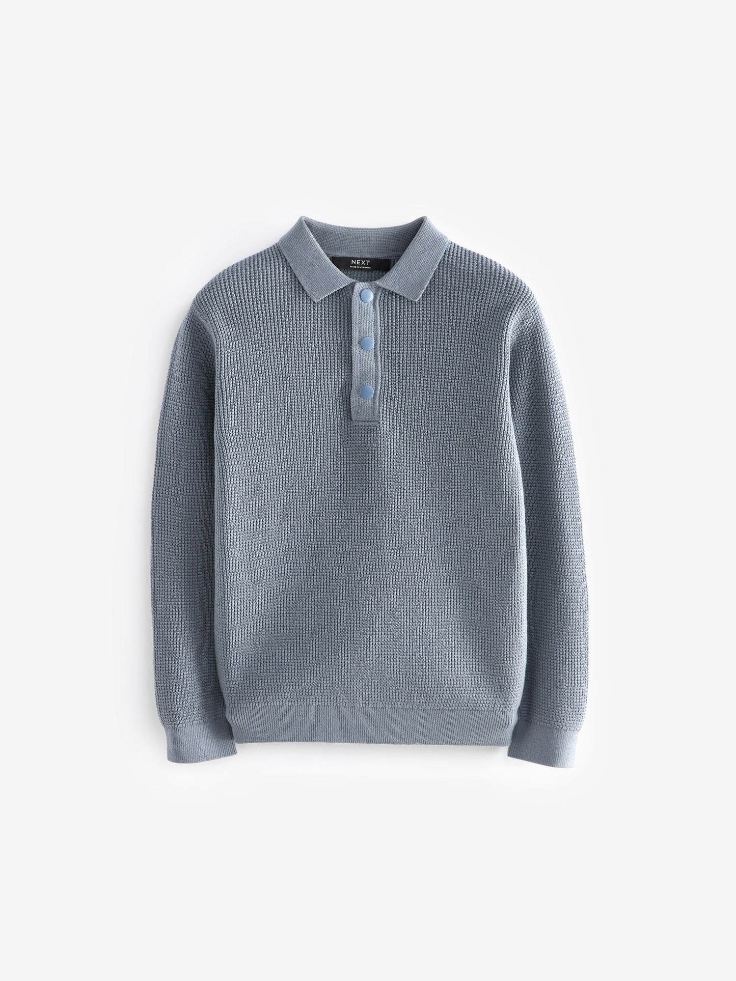 Dsiney Kidz - Blue Long Sleeve Textured Polo Shirt (3-16yrs) image 1