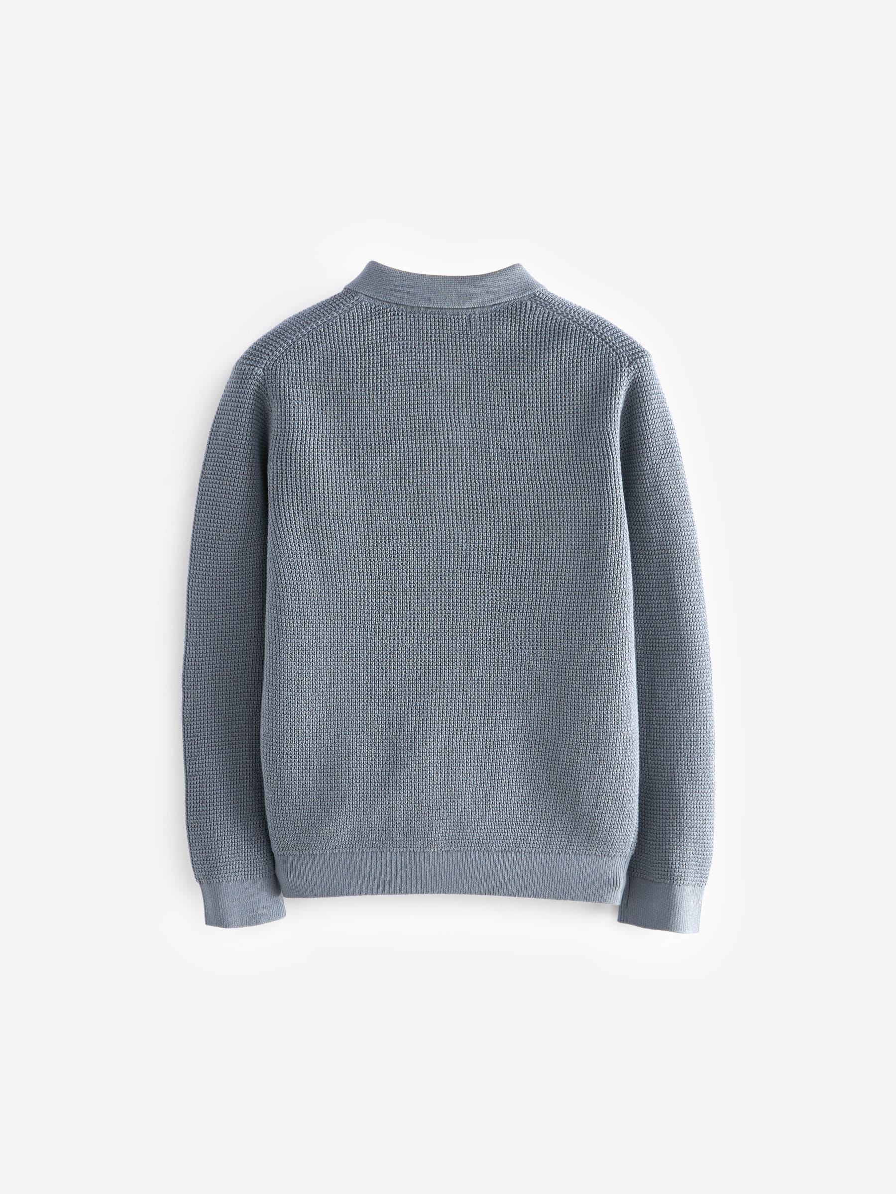 Dsiney Kidz - Blue Long Sleeve Textured Polo Shirt (3-16yrs) image 2
