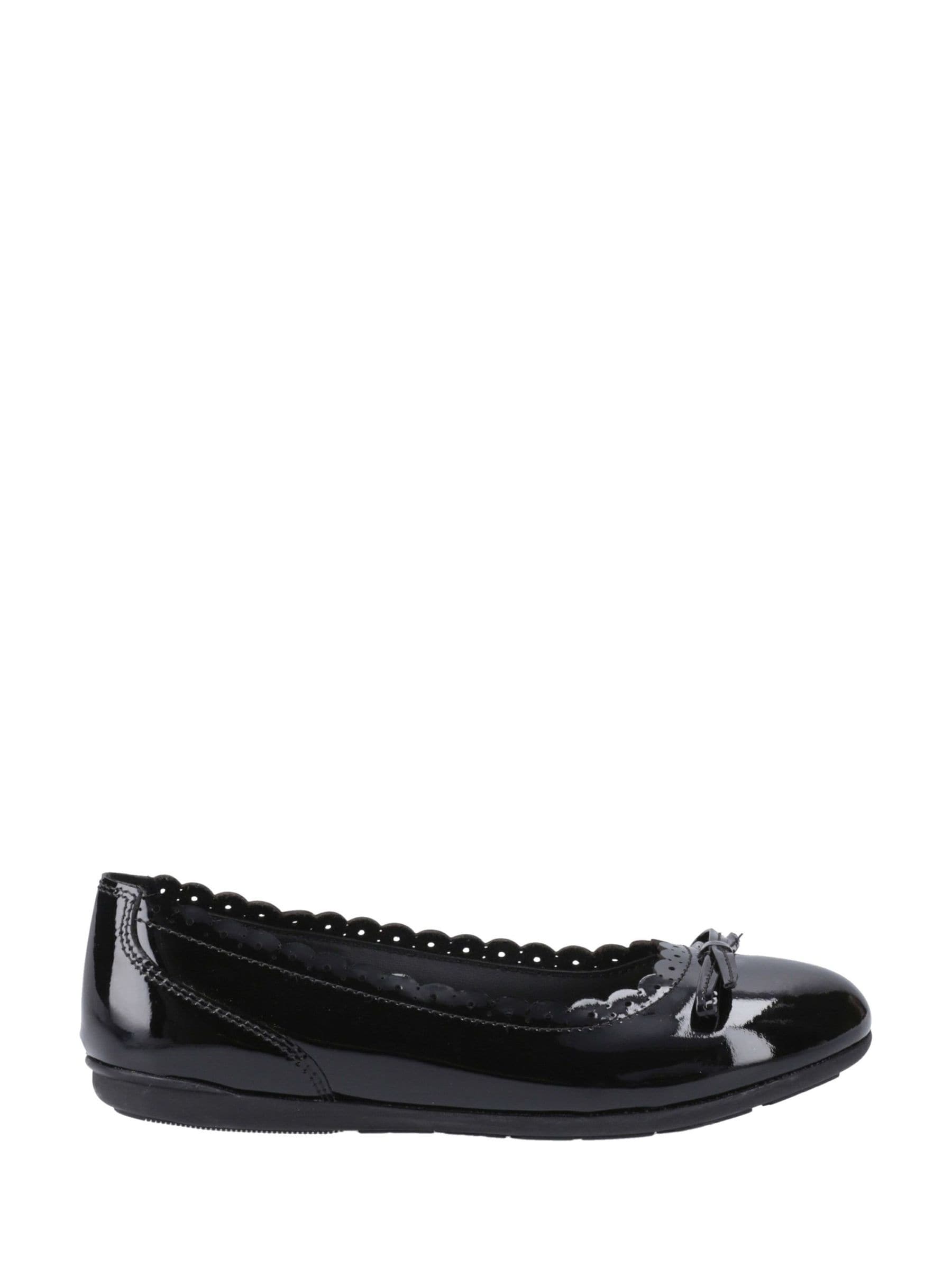 Hush Puppies Black Lillie Ballerina Patent Junior School Shoes image 1
