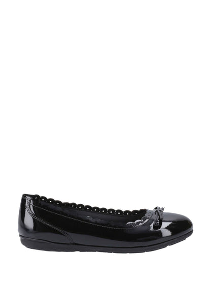 Hush Puppies Black Lillie Ballerina Patent Junior School Shoes image 1