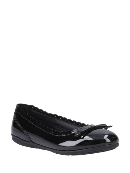 Hush Puppies Black Lillie Ballerina Patent Junior School Shoes image 3