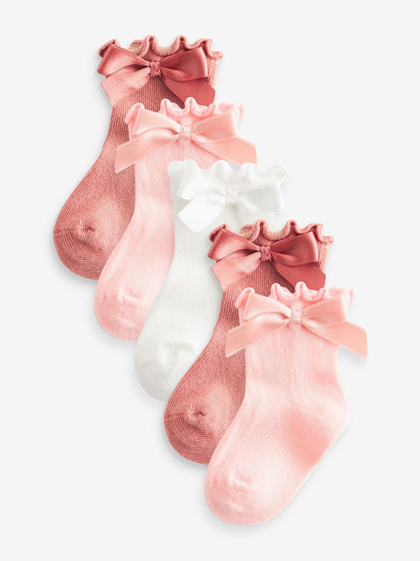 Pink Bow Baby Socks 5 Pack (0mths-2yrs)