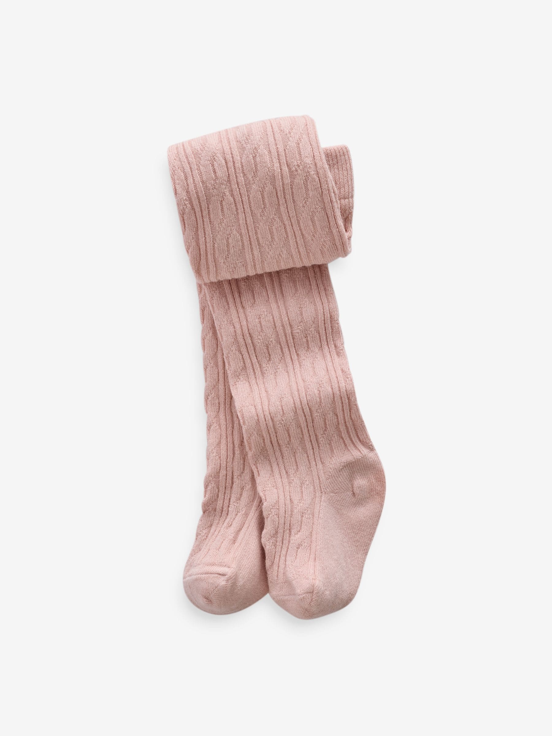 Pink/Grey cable Baby Tights 3 Pack (0mths-2yrs) image 3