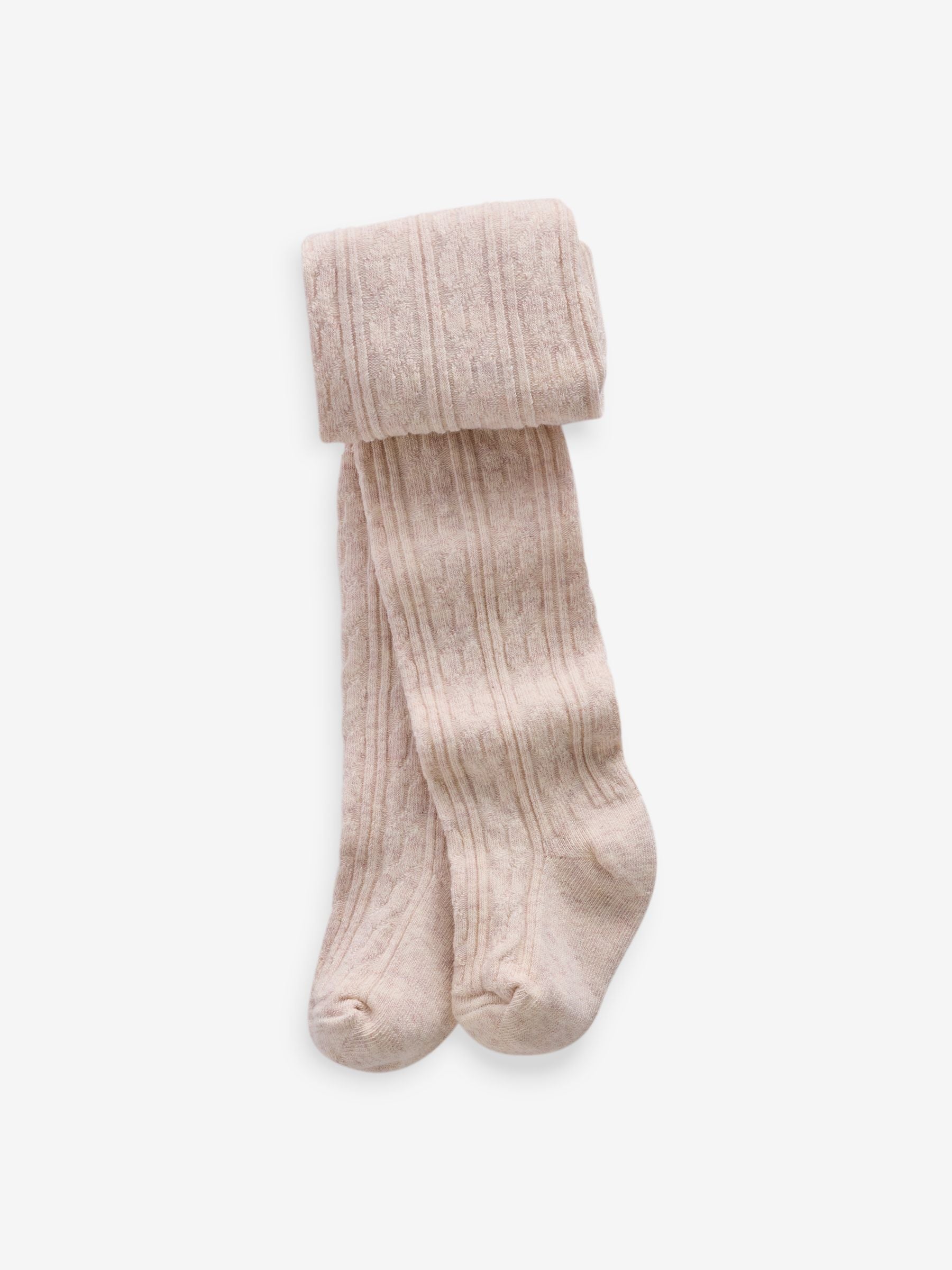 Pink/Grey cable Baby Tights 3 Pack (0mths-2yrs) image 4