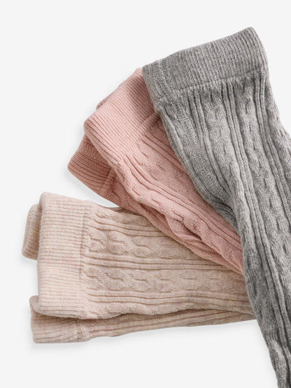 Pink/Grey cable Baby Tights 3 Pack (0mths-2yrs) image 6
