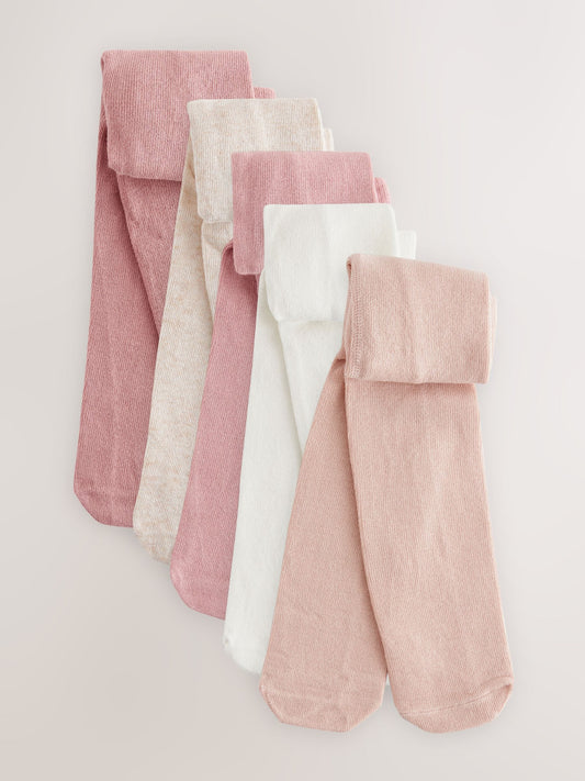 Pink Baby Tights 5 Pack (0mths-2yrs) image 1