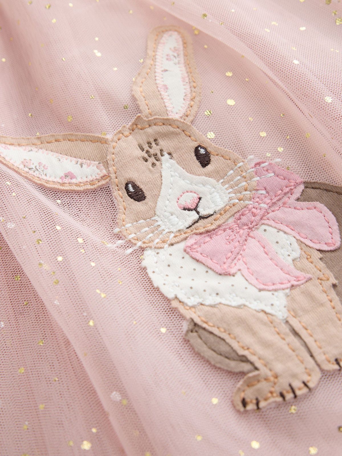 Pink Bunny Long Sleeve Ribbed Mesh Dress (3mths-7yrs) - image 3