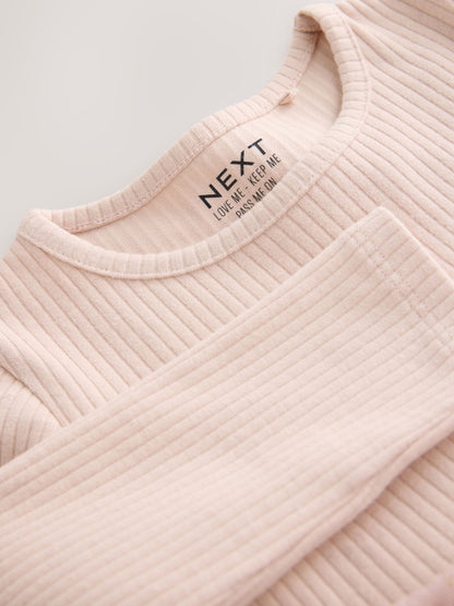 Pink Bunny Long Sleeve Ribbed Mesh Dress (3mths-7yrs) - image 4