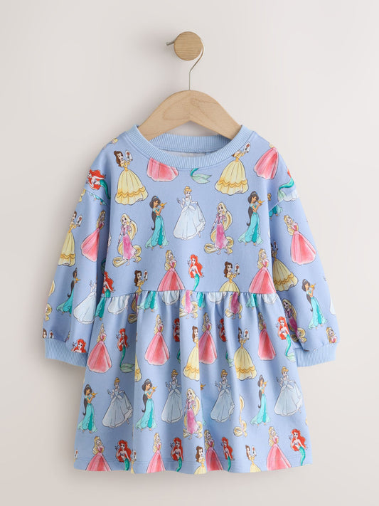 Blue Disney Princesses Long Sleeve Sweat Dress (9mths-7yrs) - image 1
