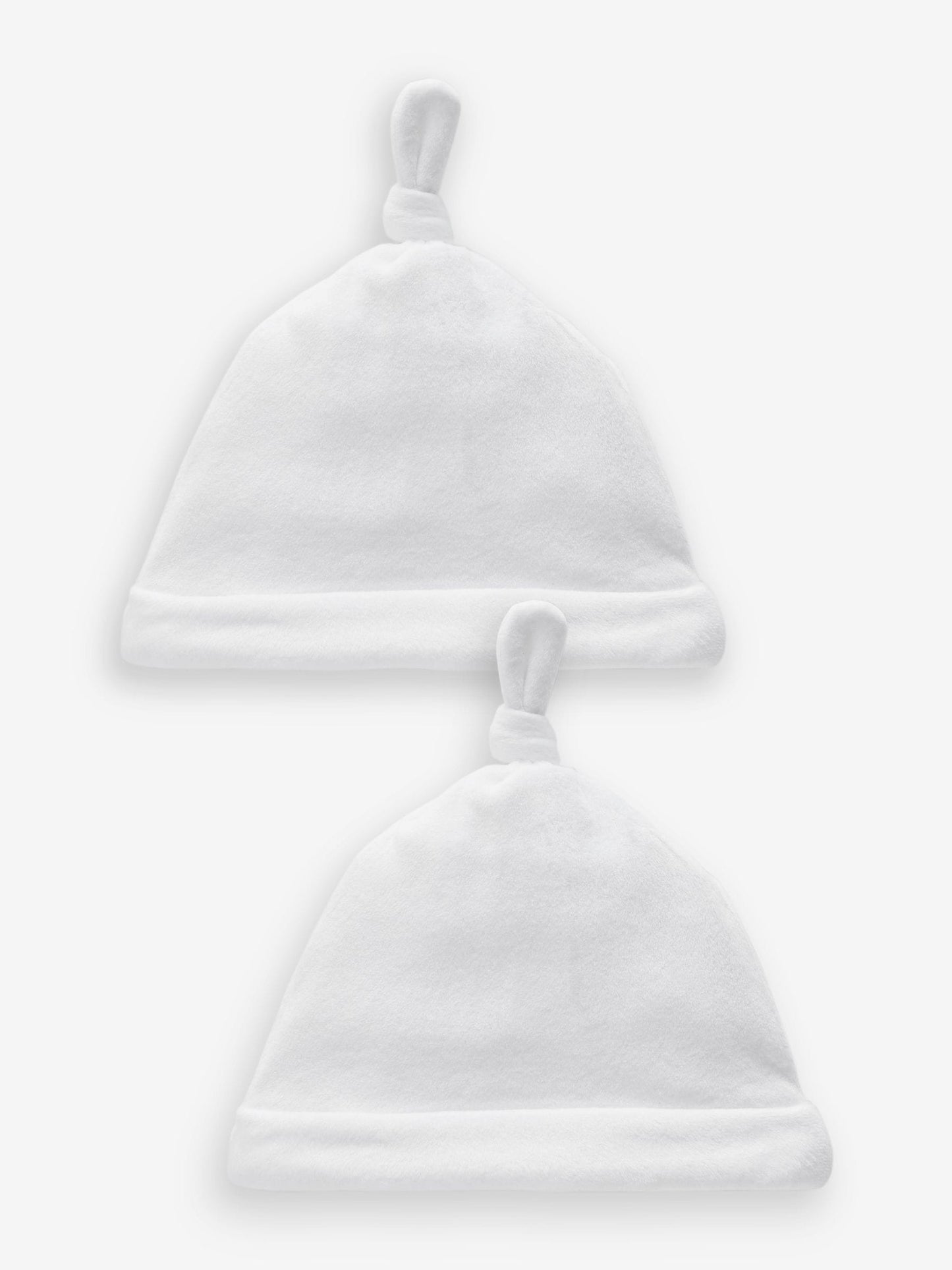 White Velour Baby Tie Top Hats 2 Pack (0-12mths) image 1