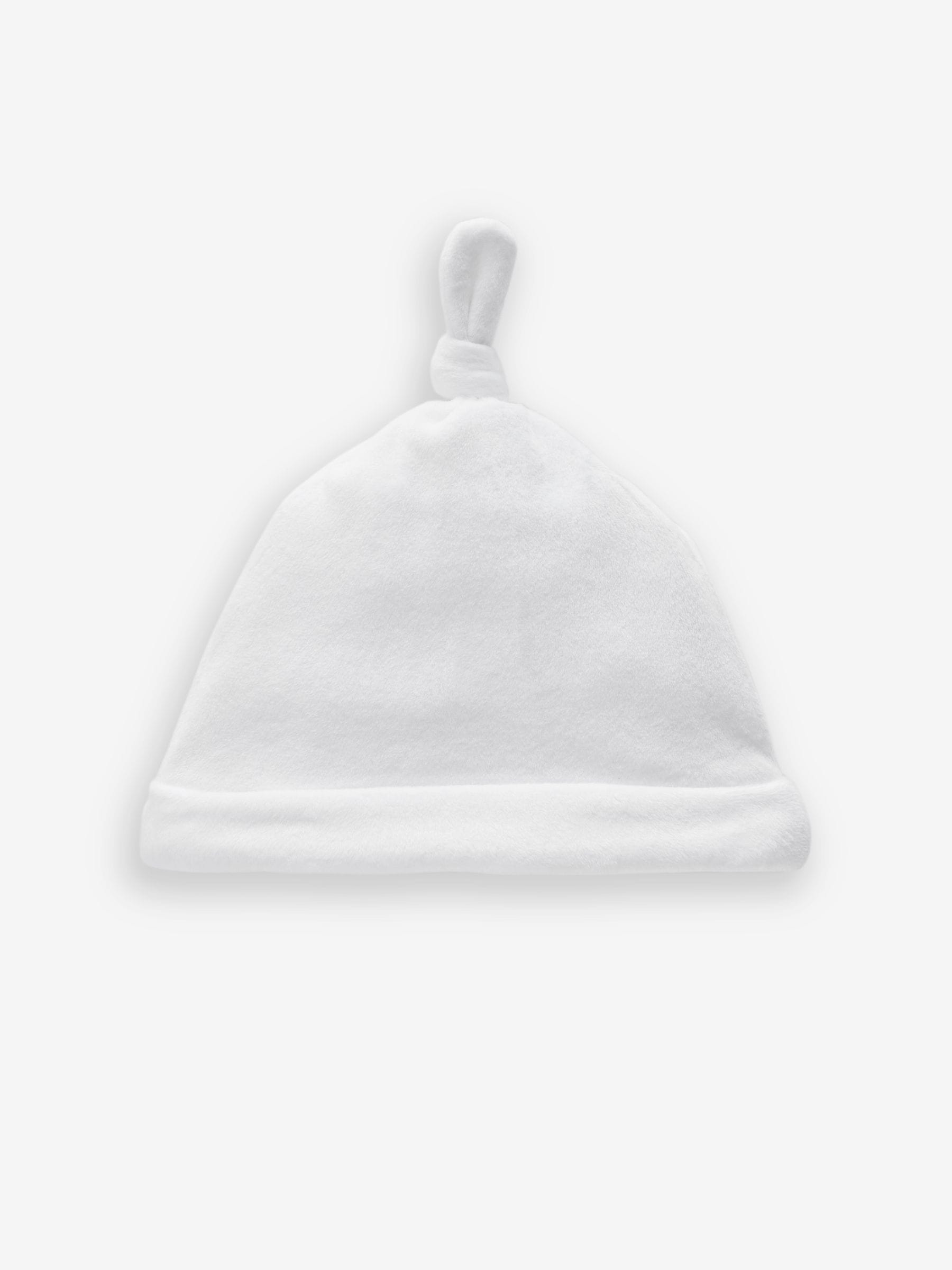 White Velour Baby Tie Top Hats 2 Pack (0-12mths) image 2
