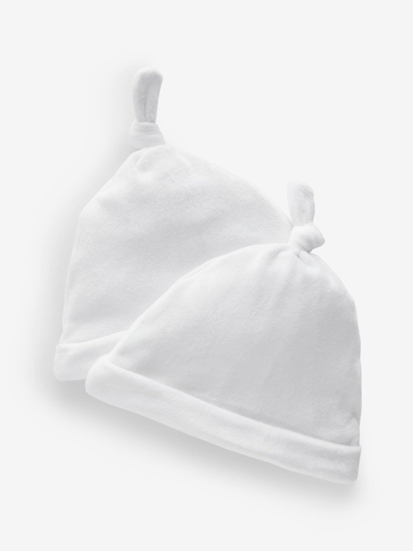 White Velour Baby Tie Top Hats 2 Pack (0-12mths) image 4