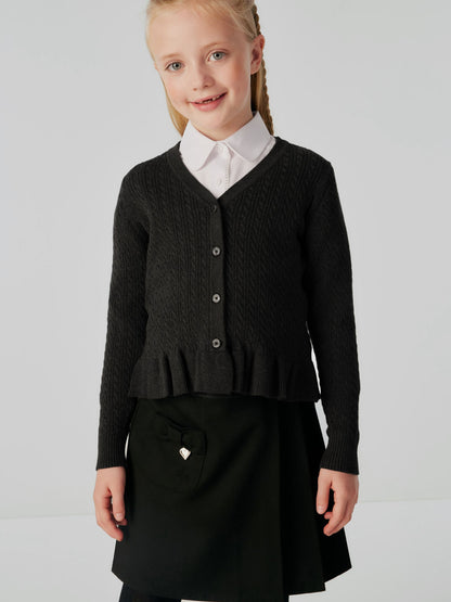 Dsiney Kidz - Clarks Black Cable Knit Frill School Cardigan image 1