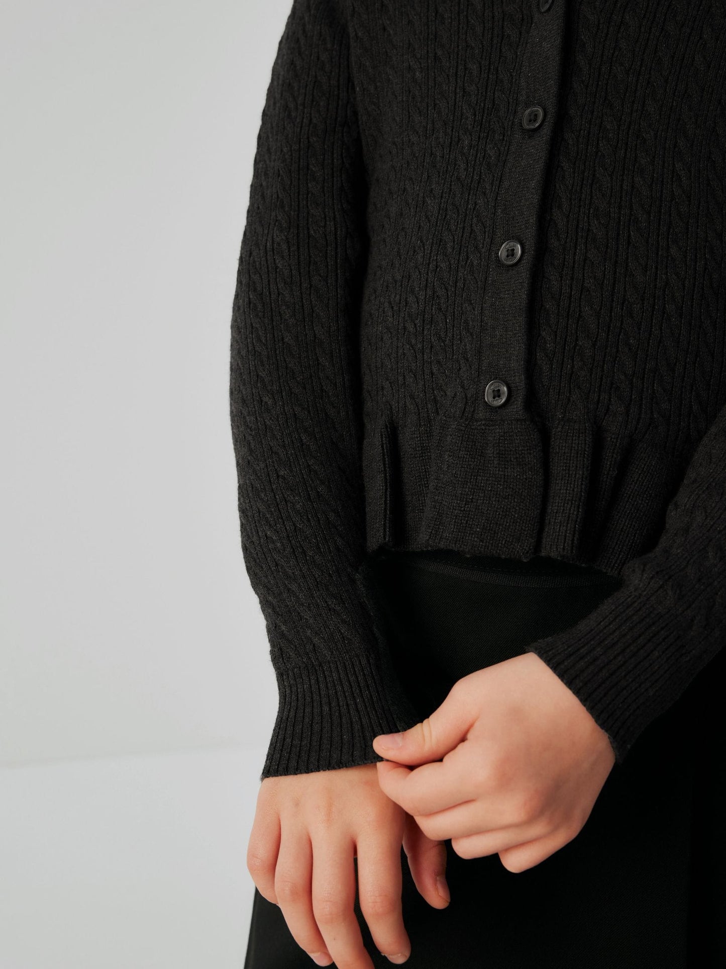 Dsiney Kidz - Clarks Black Cable Knit Frill School Cardigan image 2
