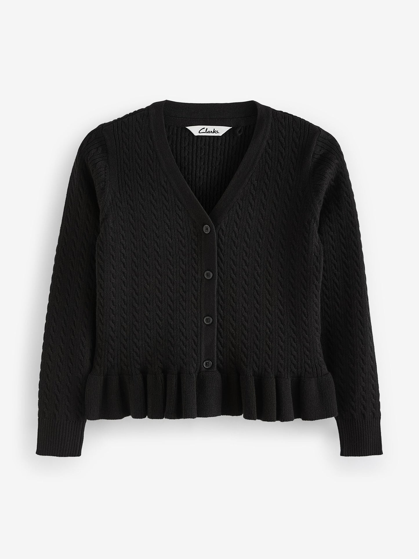 Dsiney Kidz - Clarks Black Cable Knit Frill School Cardigan image 3